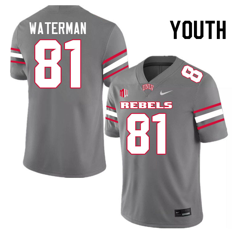 Youth #81 Bryson Waterman UNLV Rebels College Football Jerseys Stitched-Grey